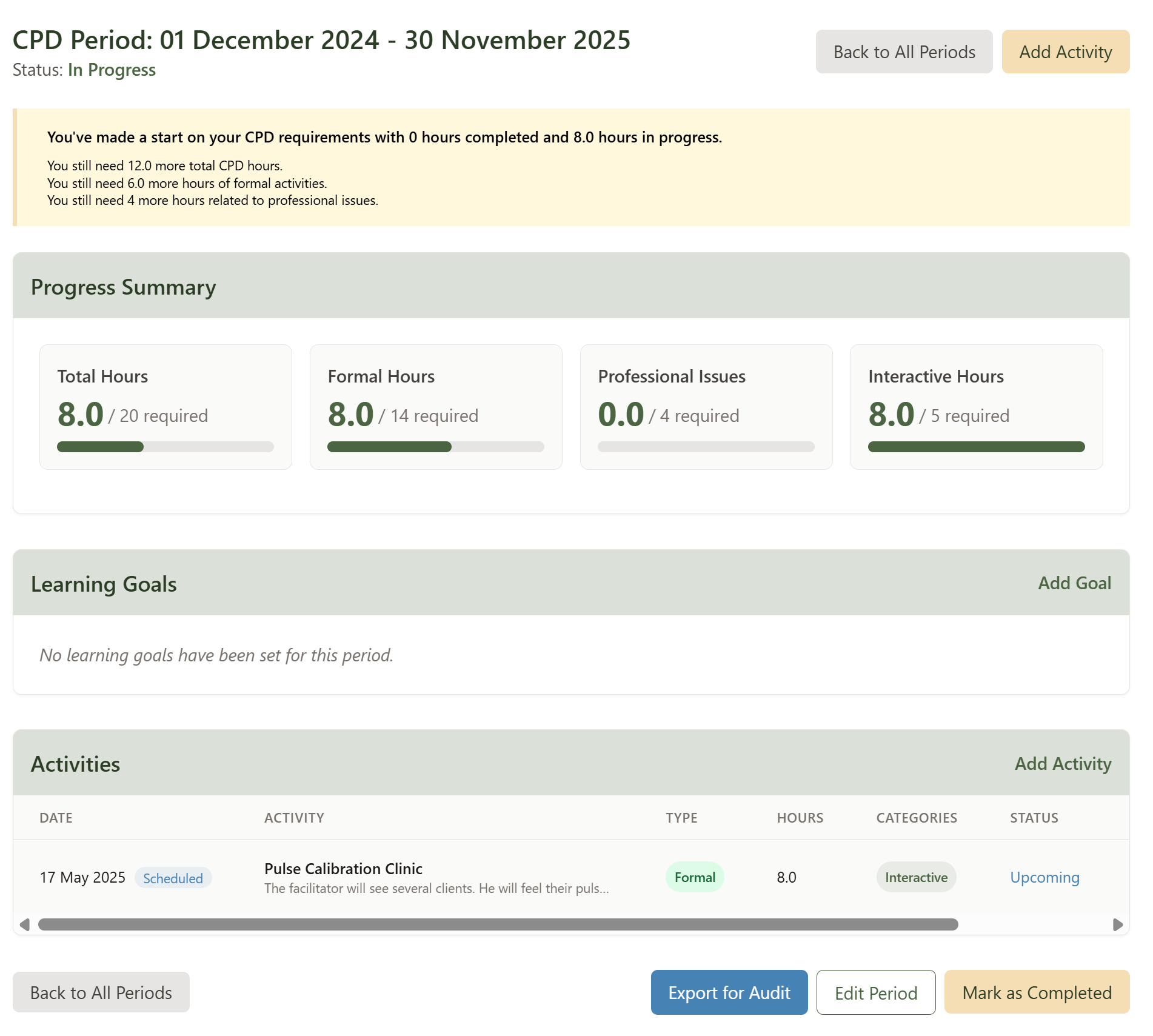 CPD Management - Track continuing professional development activities and generate compliance reports